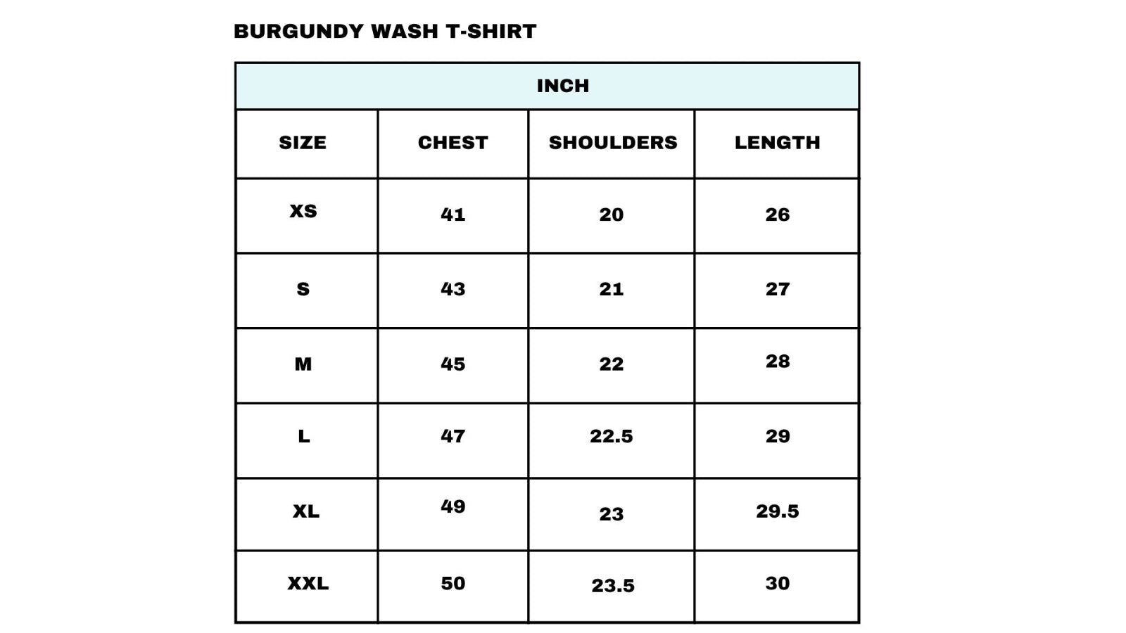 Size chart