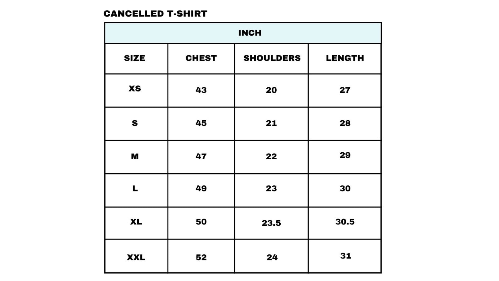Size chart