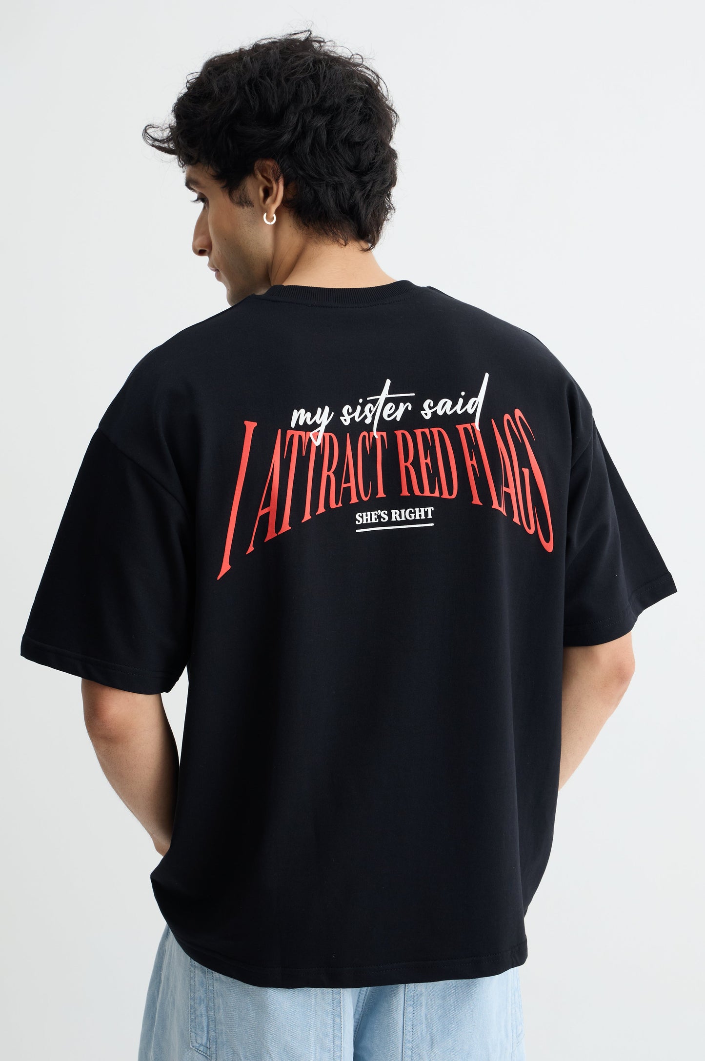 Black- My Sister Said I Attract Red Flags T-Shirt