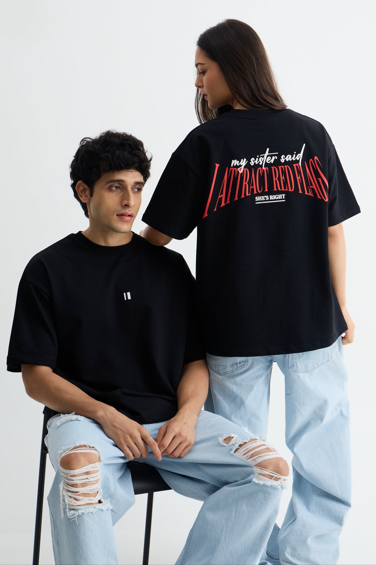 Black- My Sister Said I Attract Red Flags T-Shirt