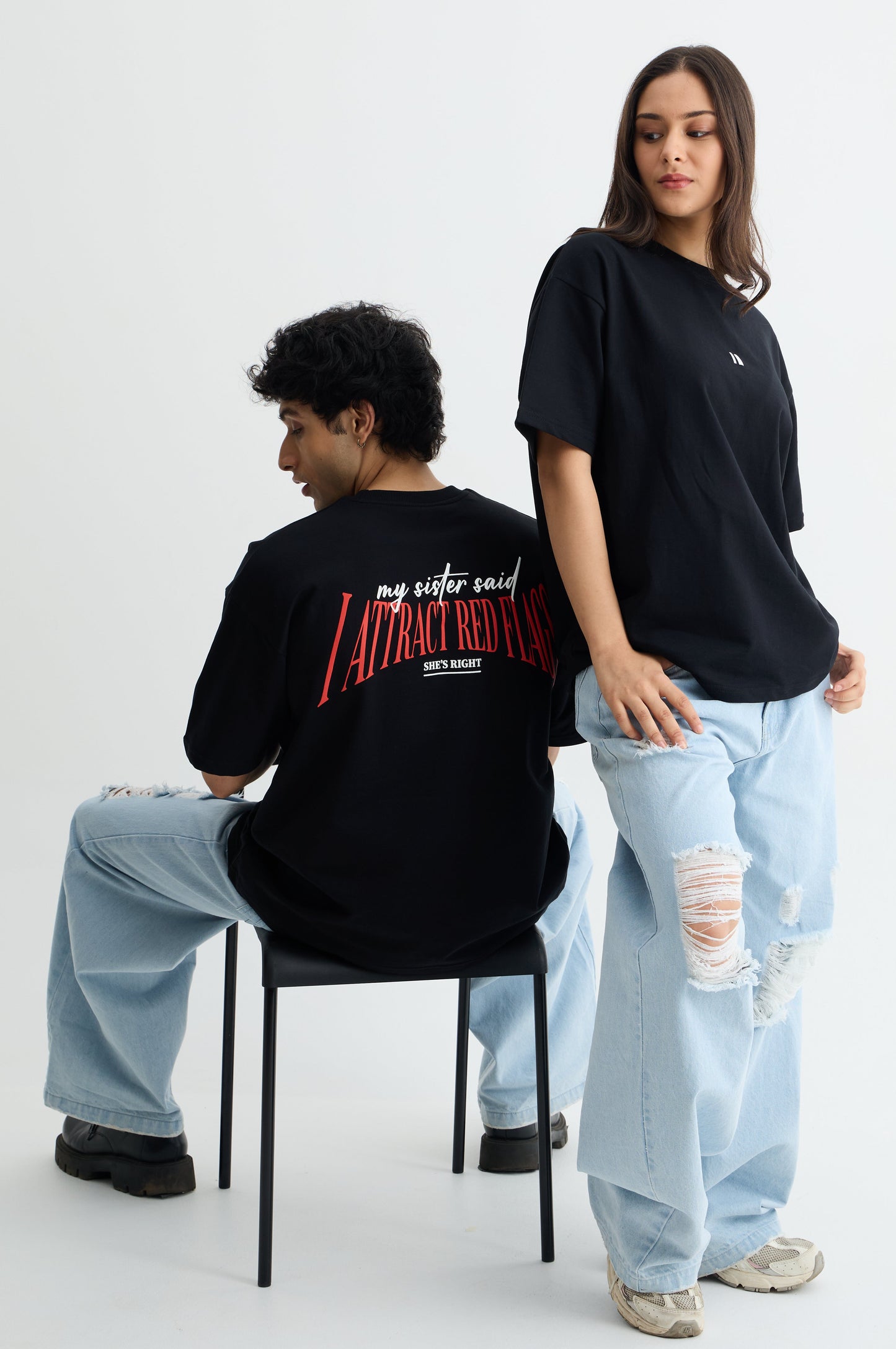 Black- My Sister Said I Attract Red Flags T-Shirt