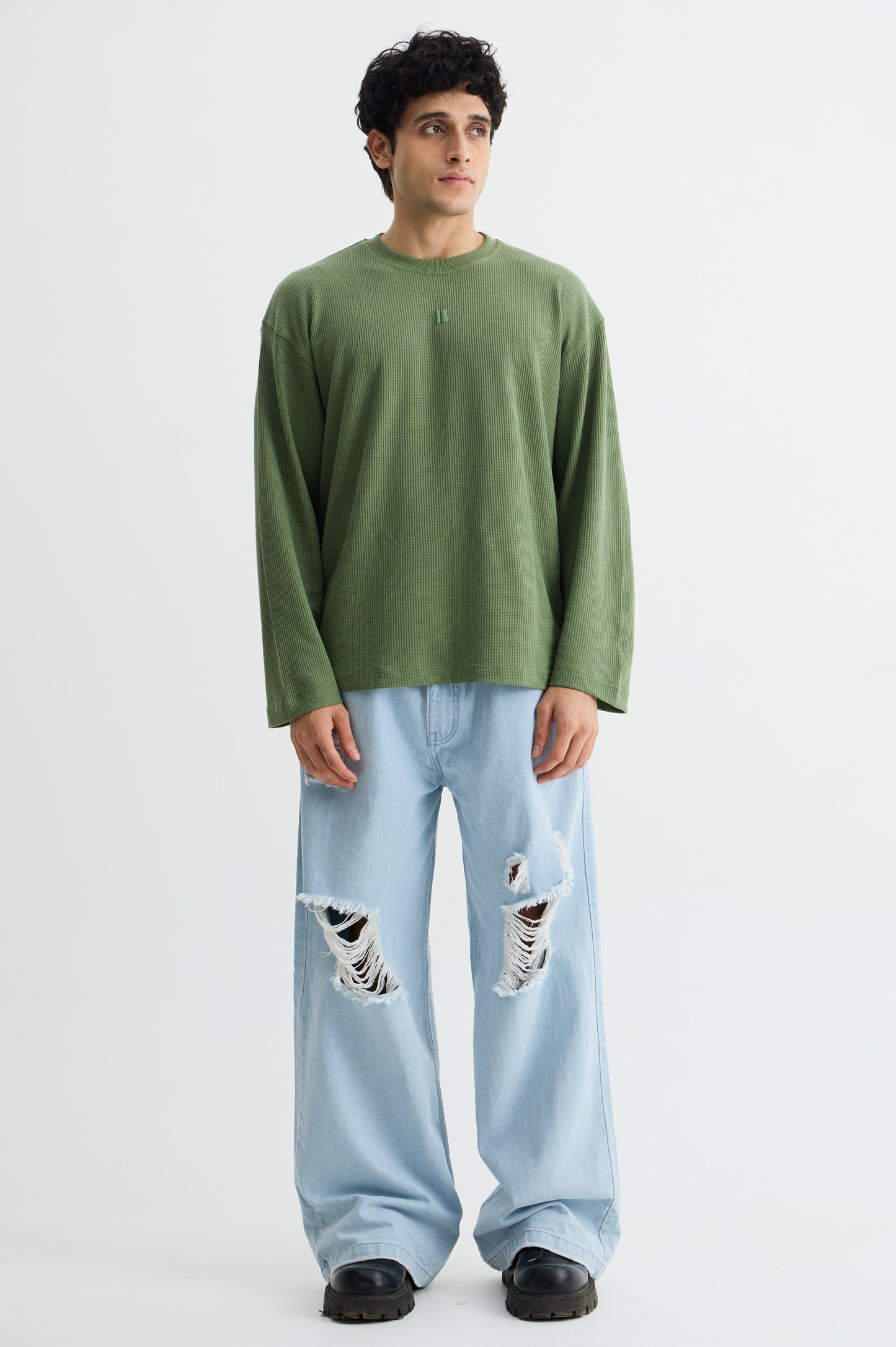 Olive Waffle Full Sleeve T-shirt