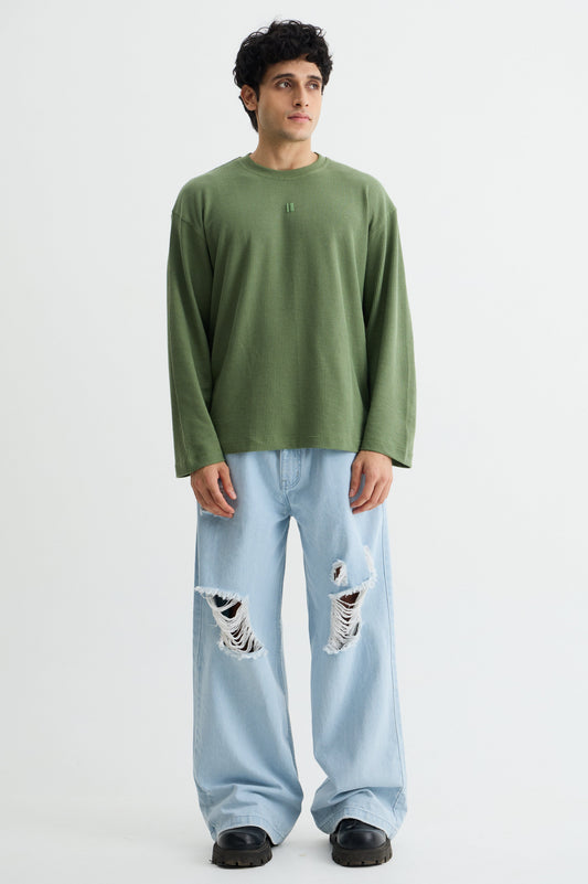 Olive Waffle Full Sleeve T-shirt
