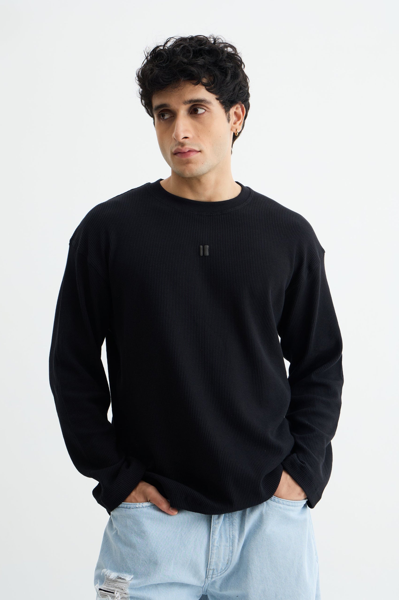 Black Waffle Full Sleeve T-shirt