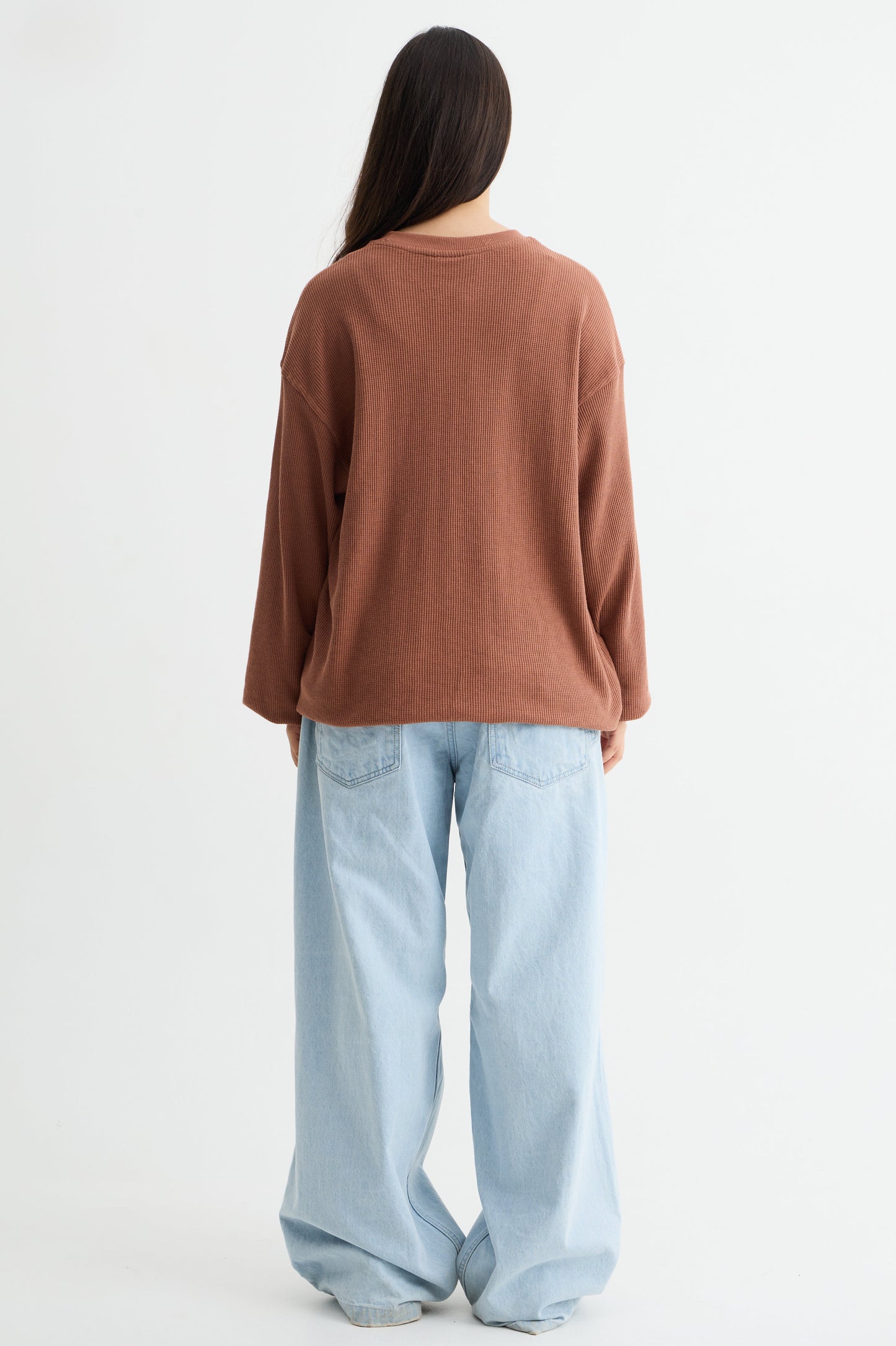 Mocha Brown Full Sleeve Waffle T-shirt