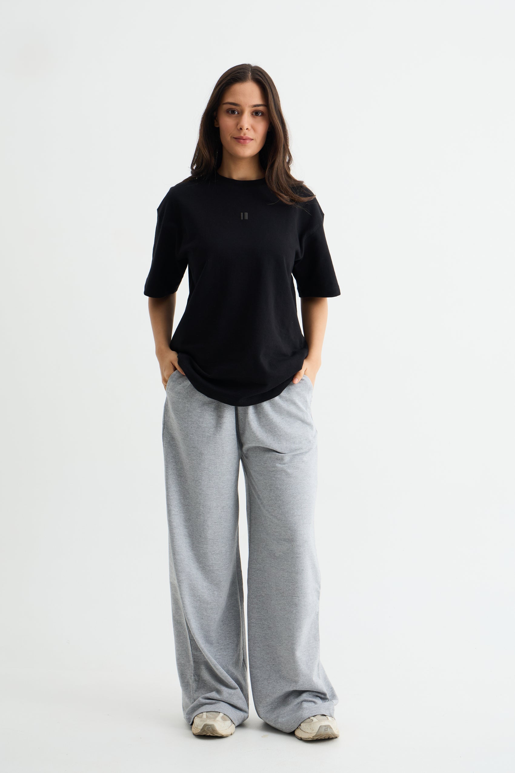 Grey Melange Baggy Joggers
