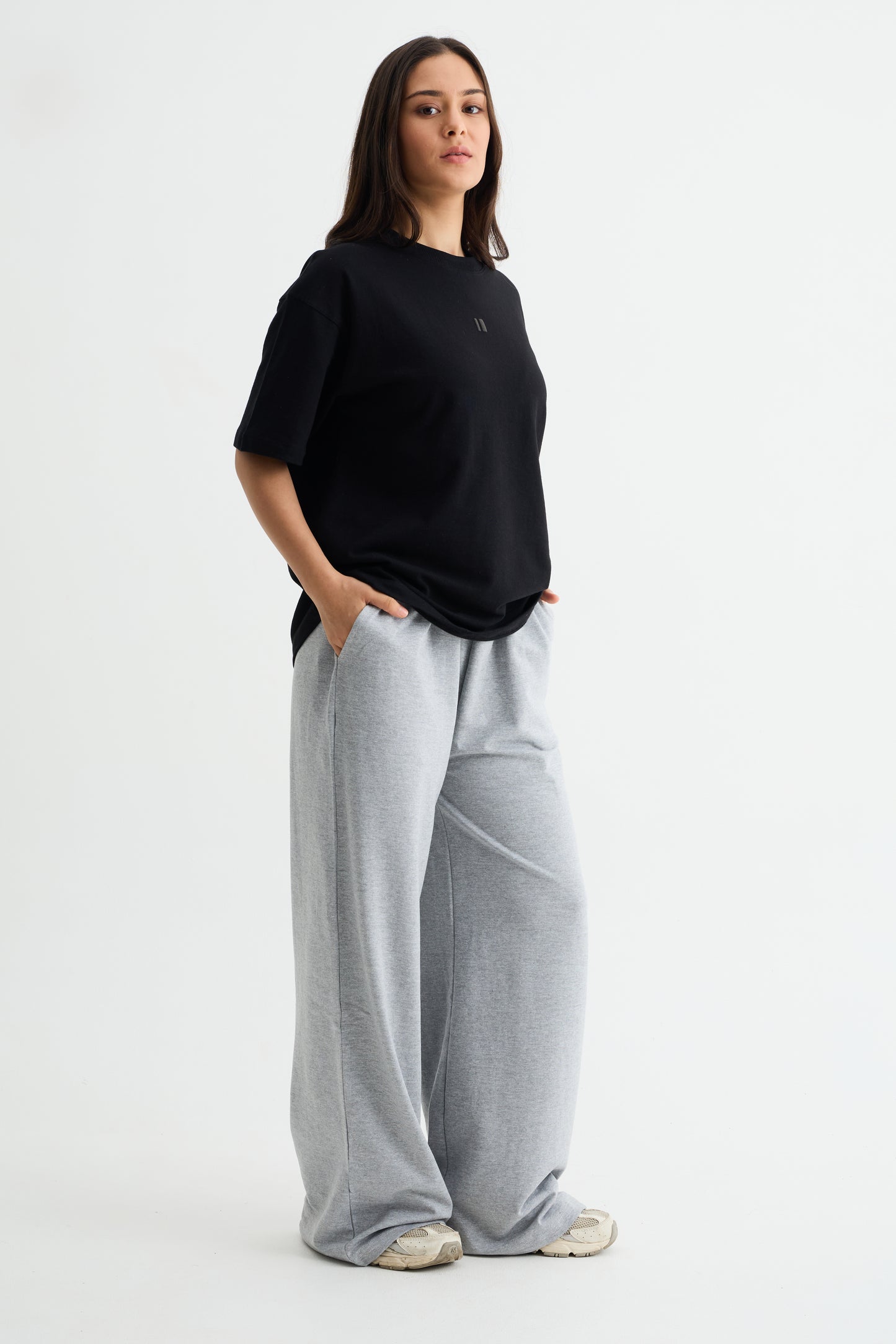 Grey Melange Baggy Joggers