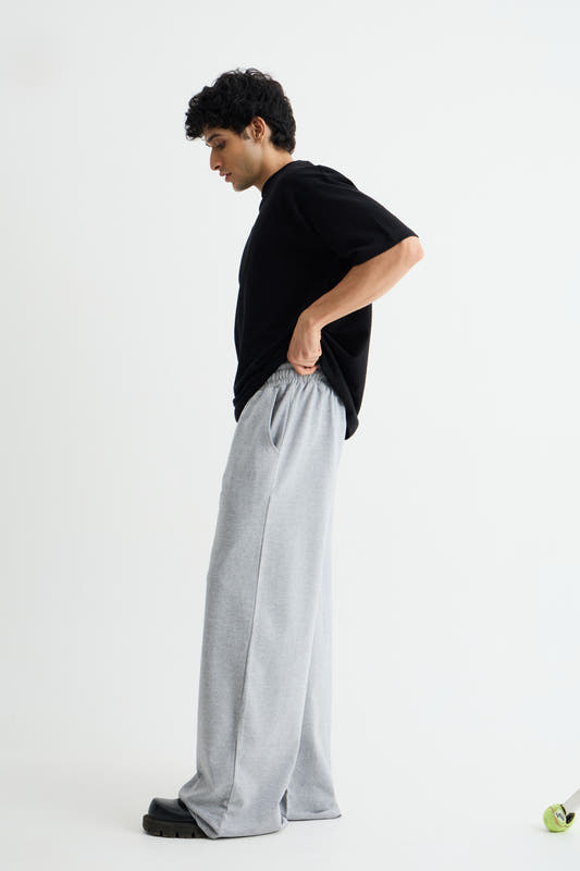 Grey Melange Baggy Joggers