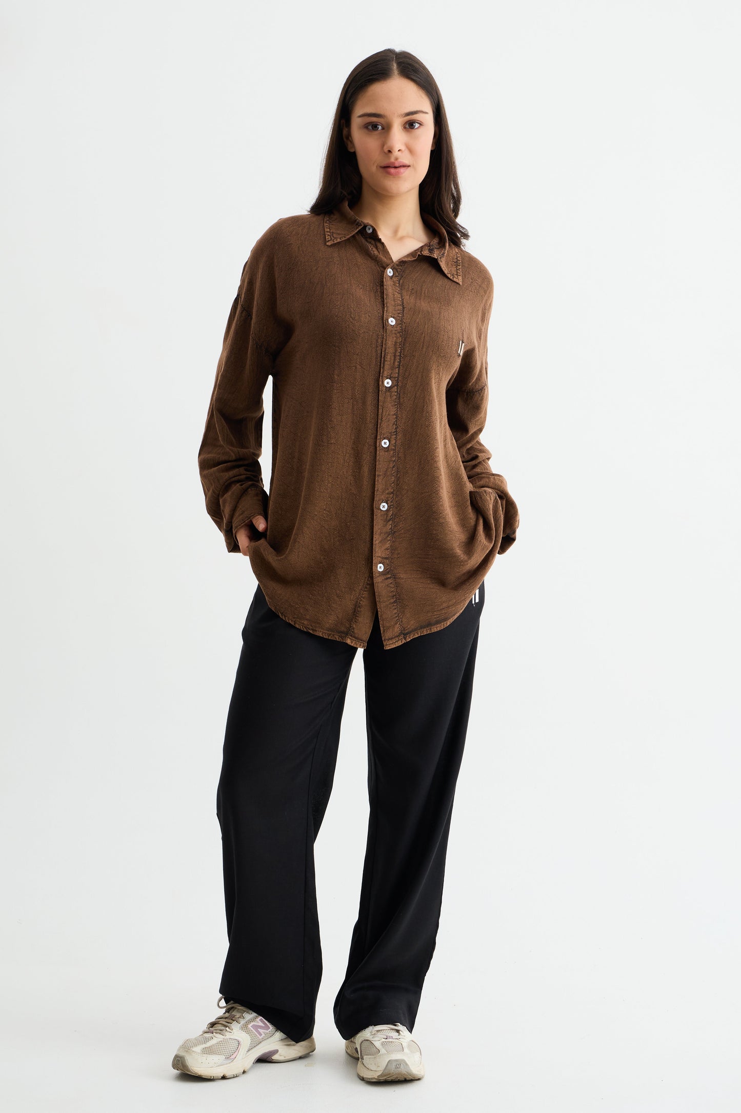 Washed Past Brown Linen Shirt