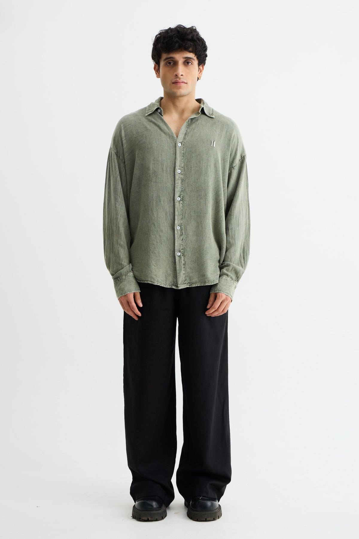 Washed Past Olive Linen Shirt