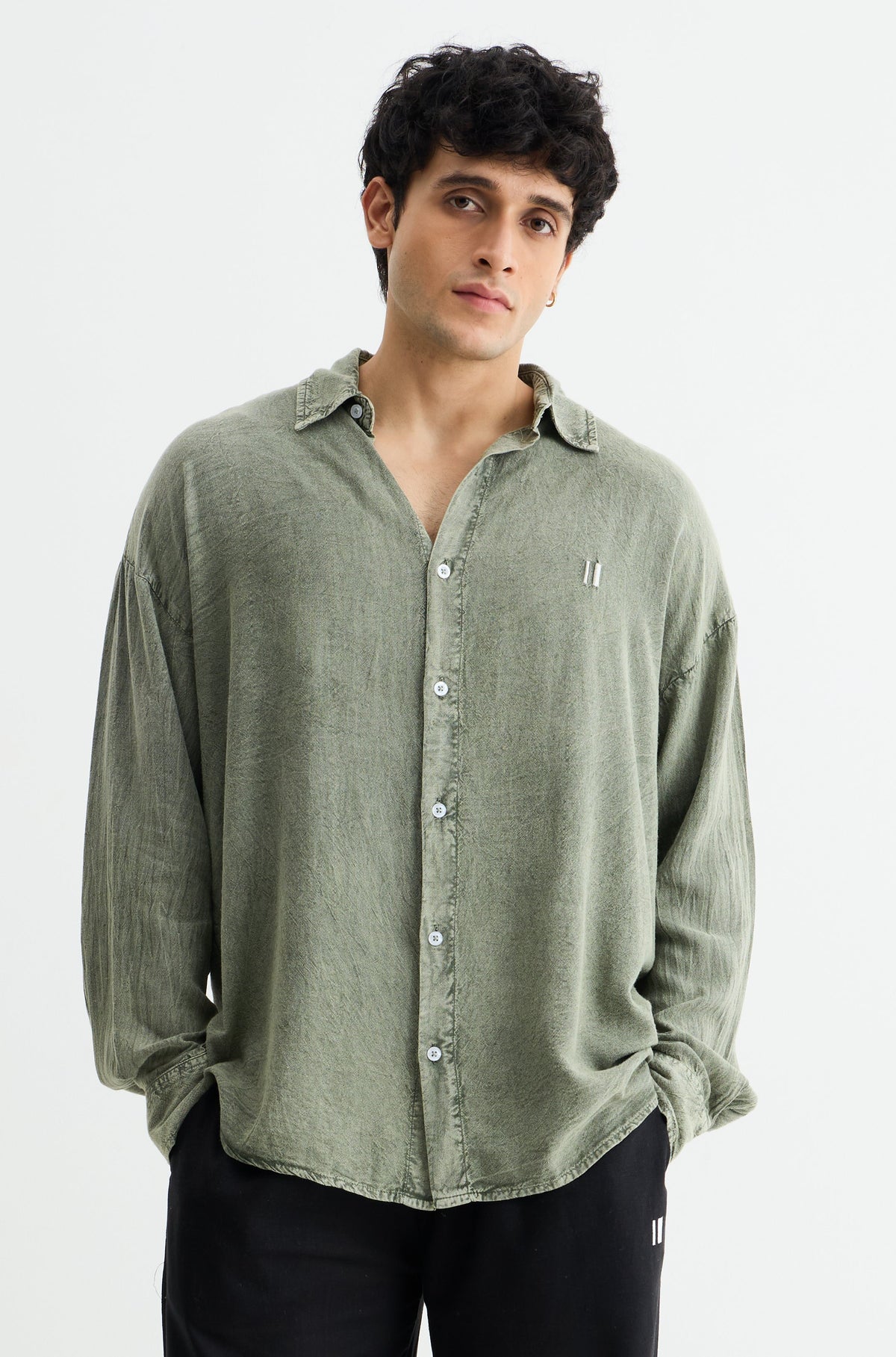 Washed Past Olive Linen Shirt