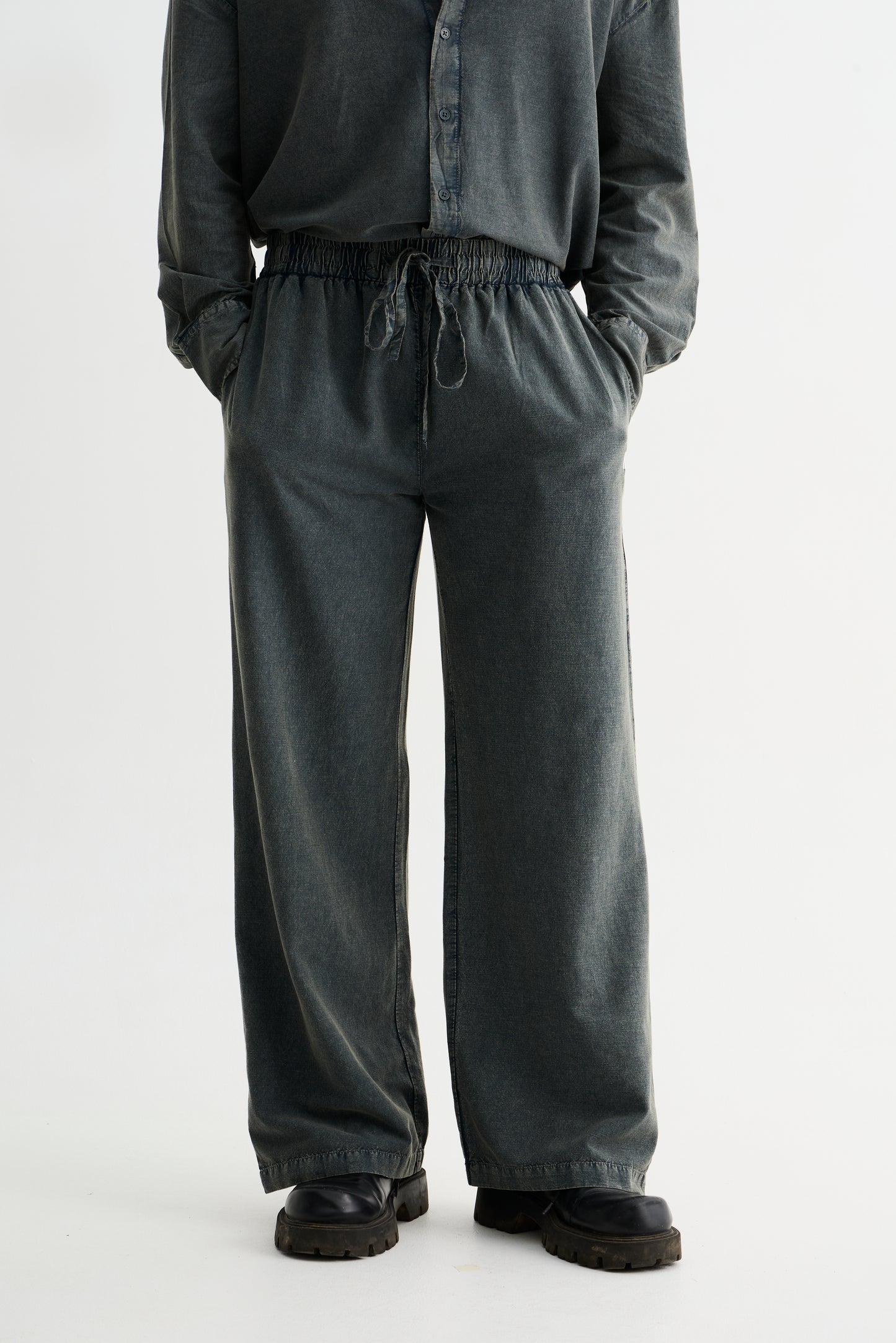 Olive Washed Cotton Viscose Pant