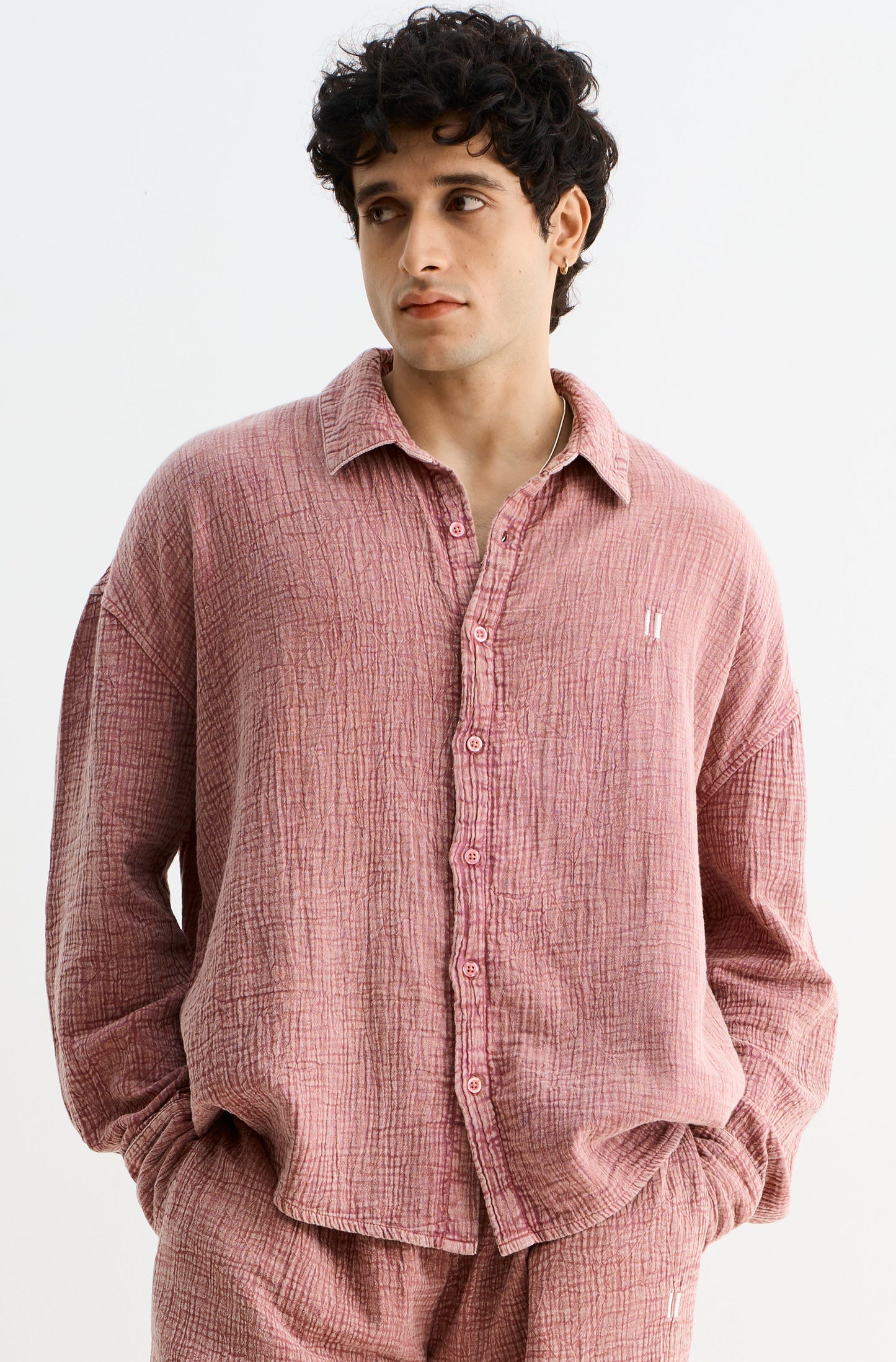Mauve Washed Gauze Cotton Set