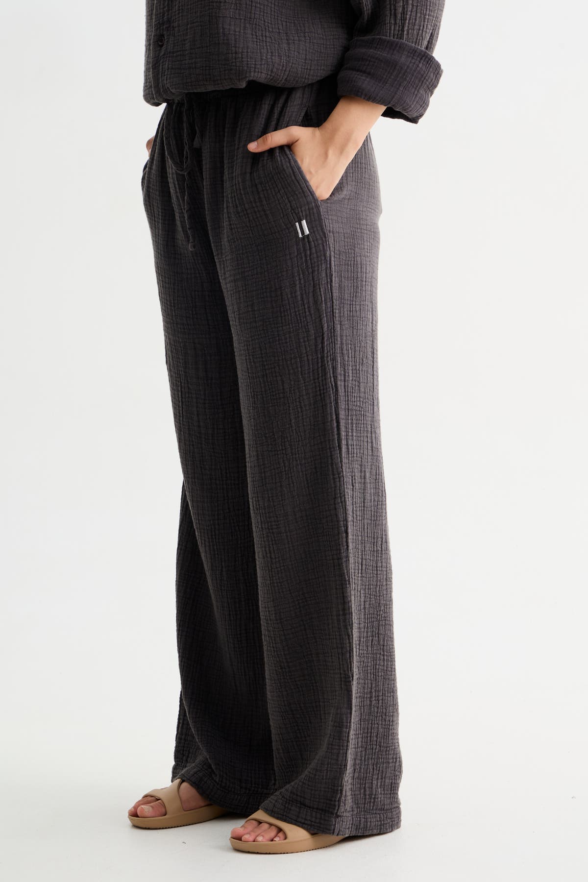 Dark Grey Wash Gauze Cotton Pant