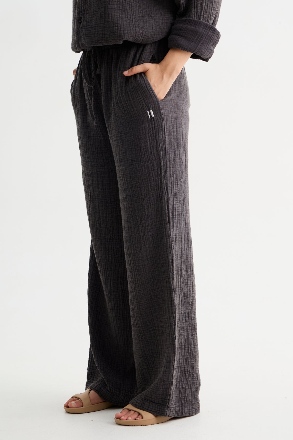 Dark Mocha Brown Gauze Cotton Pant