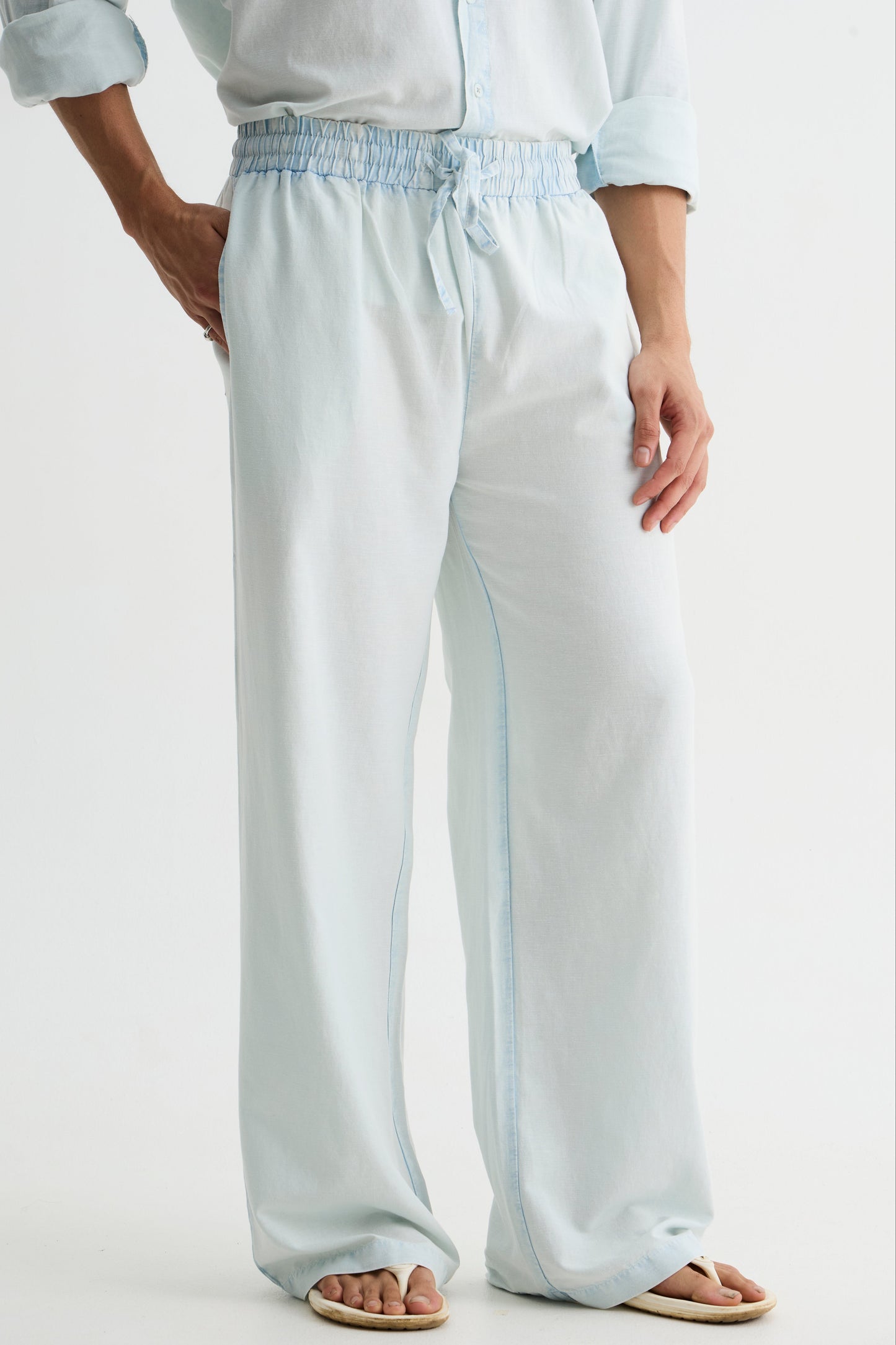 Sky Blue Washed Cotton Viscose Pant
