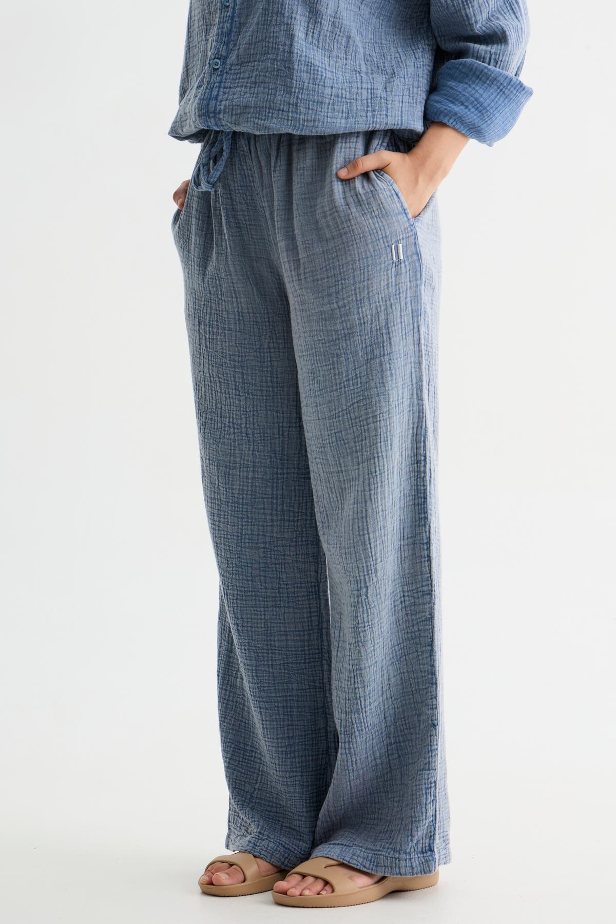 Light Blue Washed Gauze Pant