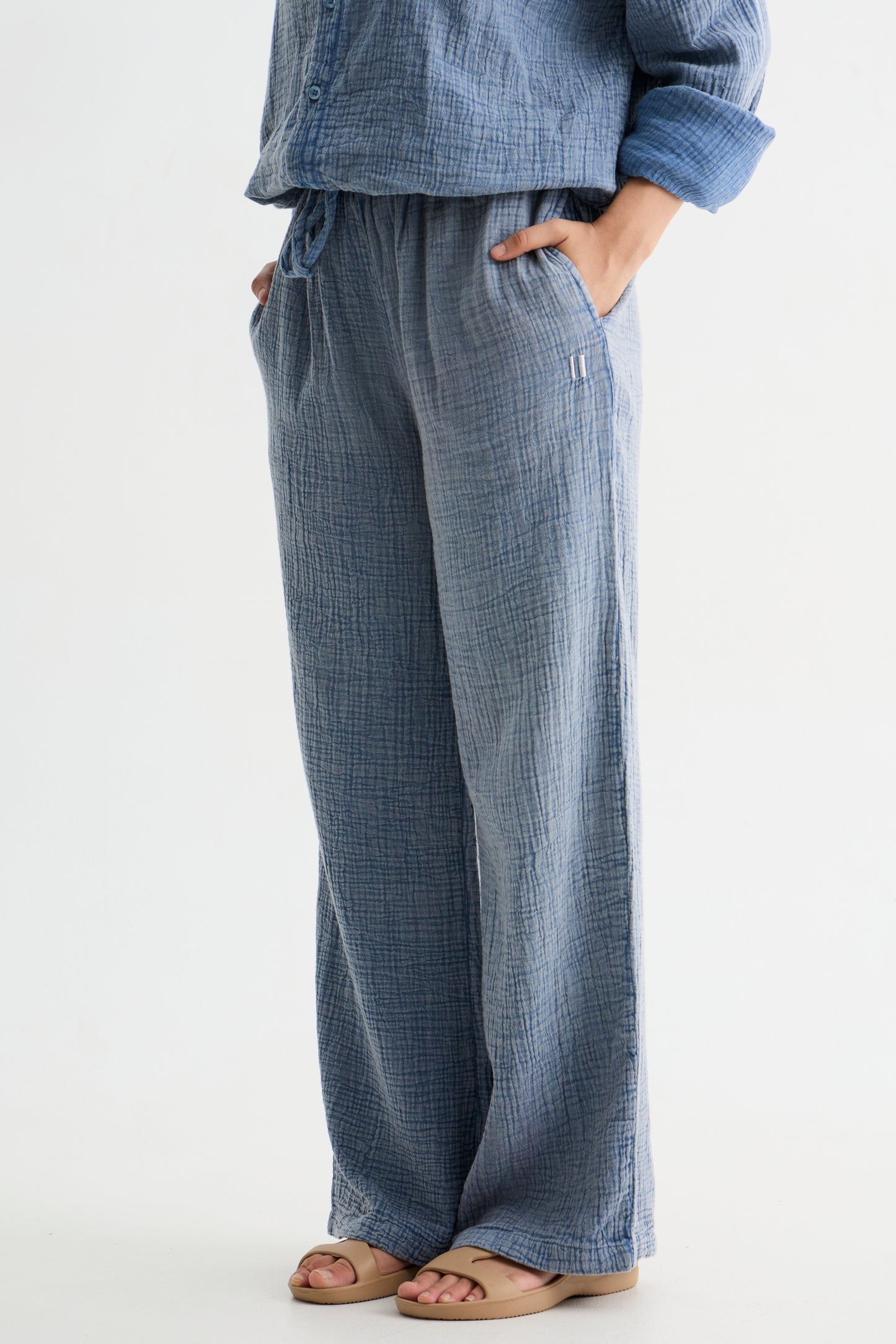 Light Blue Washed Gauze Pant