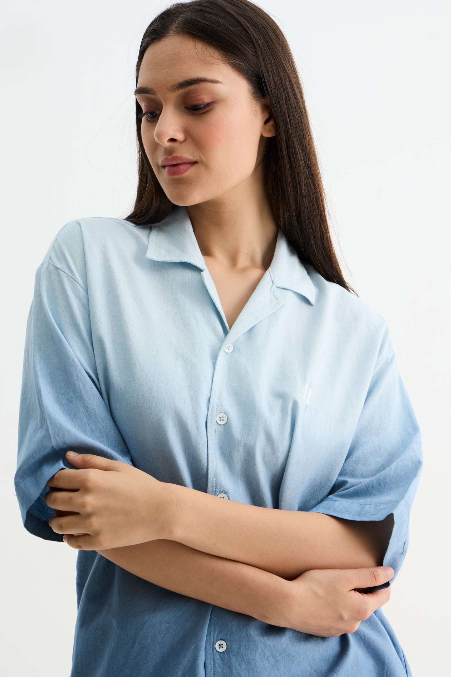 Blue Ombre Half  Sleeve Shirt
