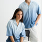 Blue Ombre Half  Sleeve Shirt