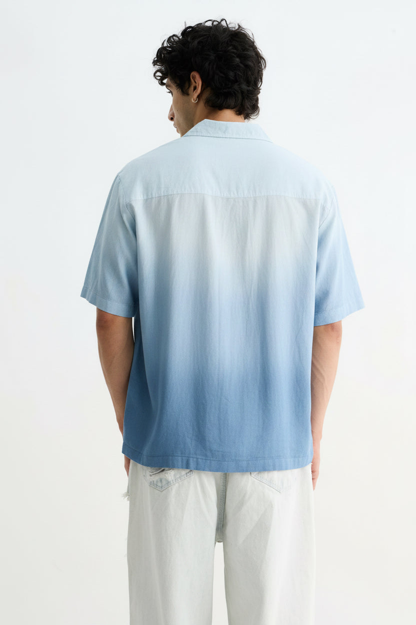 Blue Ombre Half  Sleeve Shirt