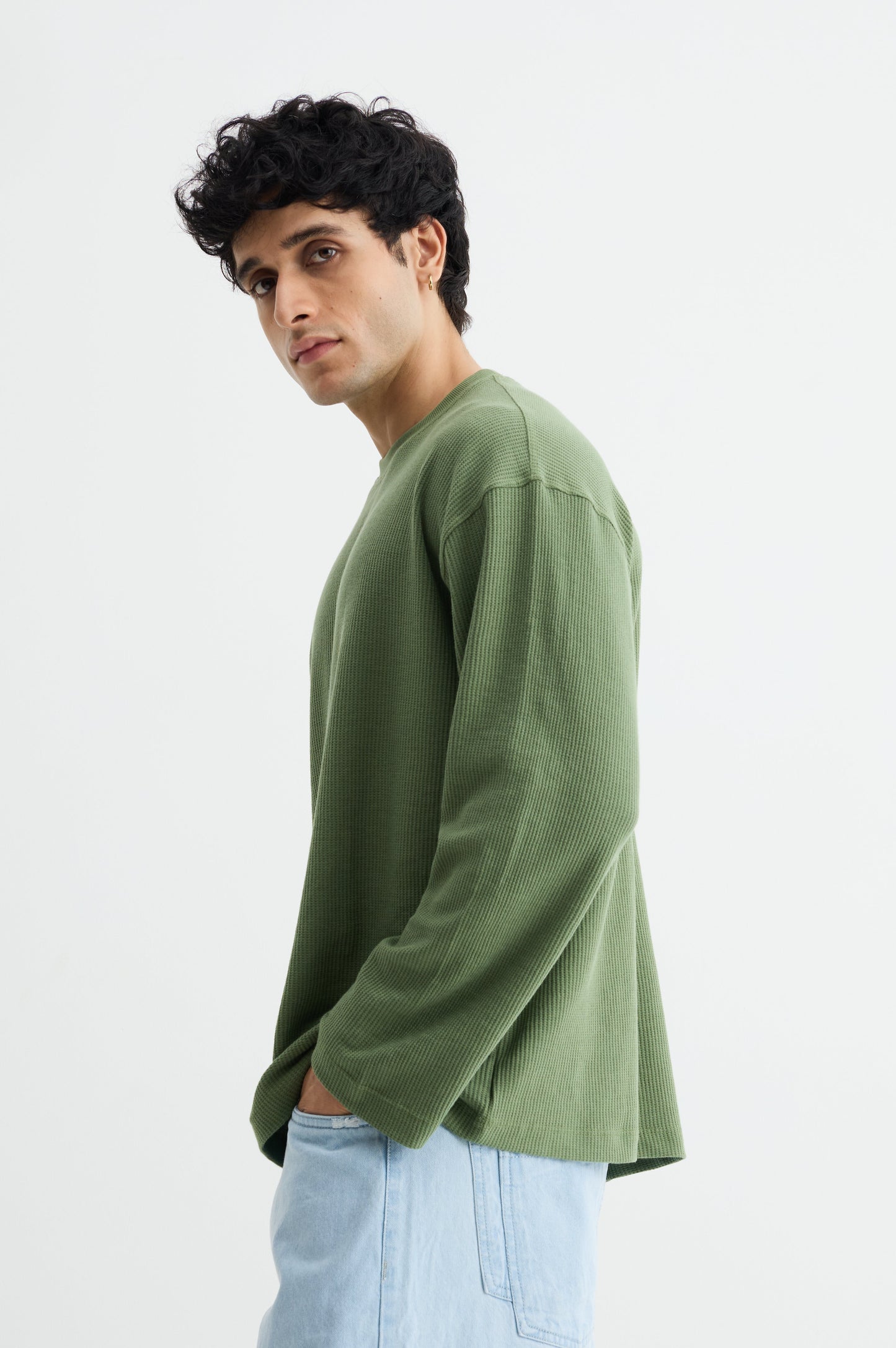 Olive Waffle Full Sleeve T-shirt