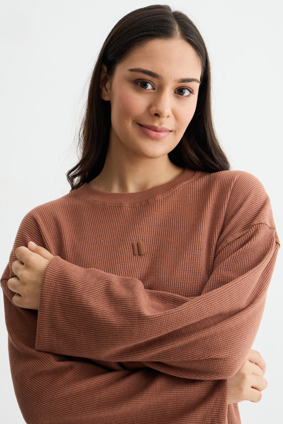 Mocha Brown Full Sleeve Waffle T-shirt