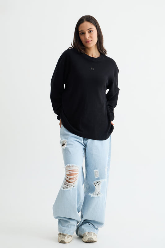 Black Waffle Full Sleeve T-shirt