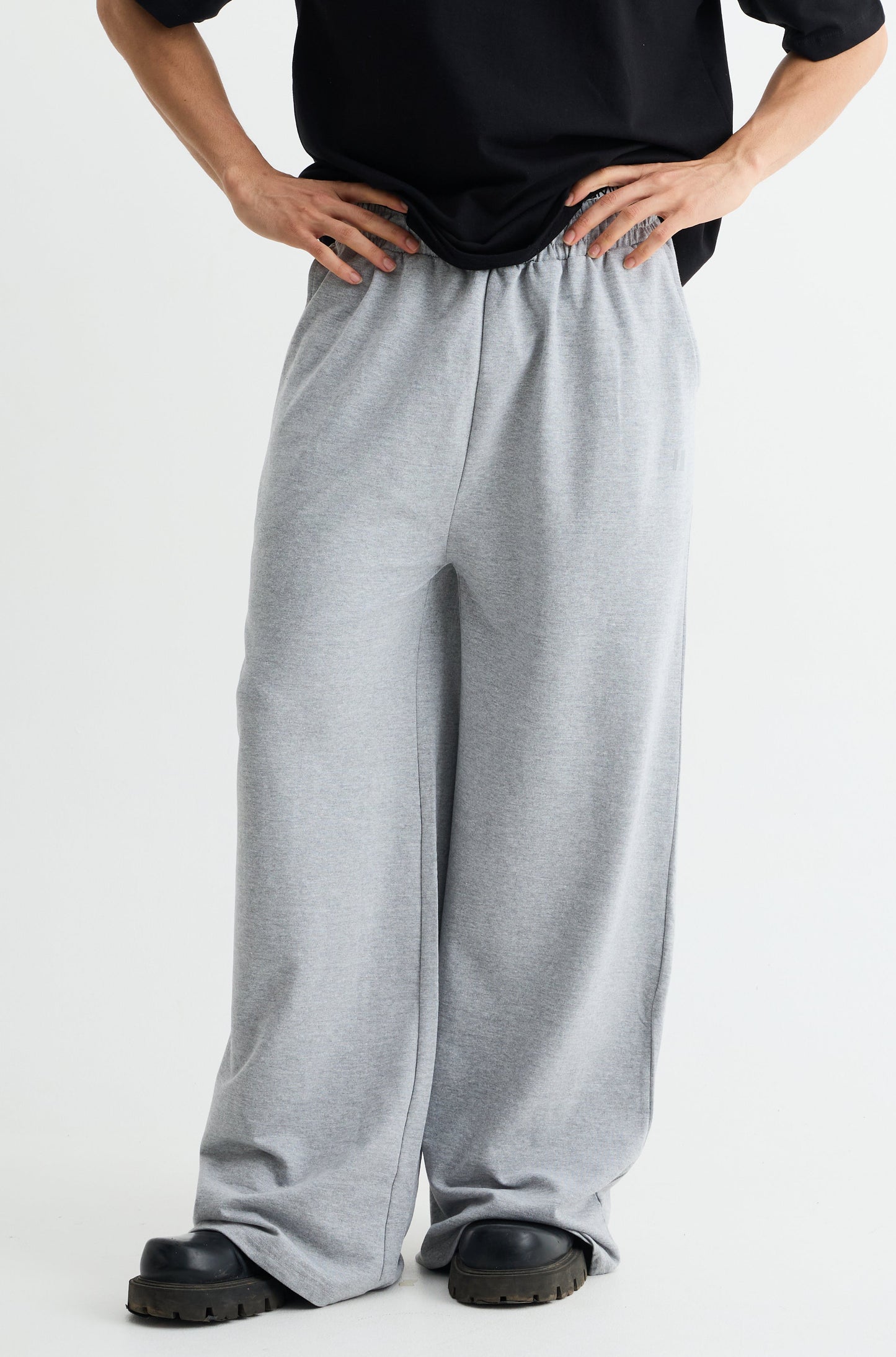 Grey Melange Baggy Joggers