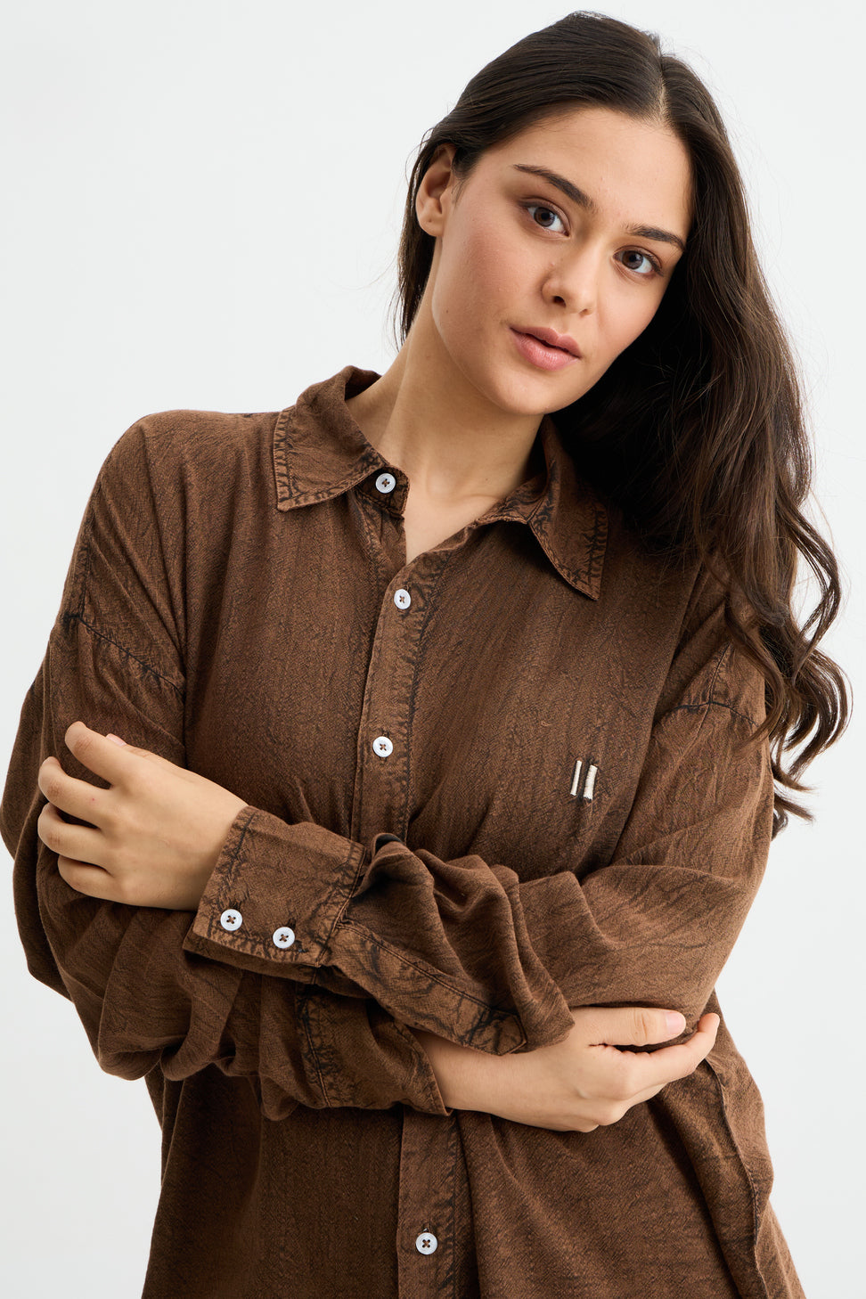 Washed Past Brown Linen Shirt