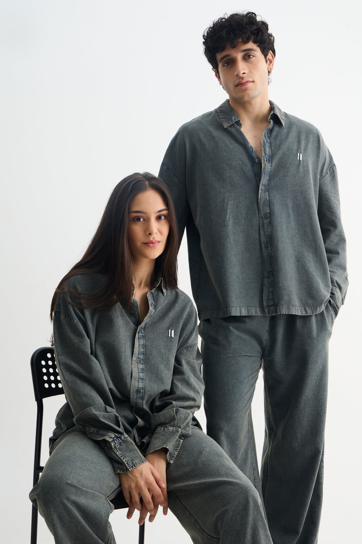 Olive Washed Cotton Viscose Set
