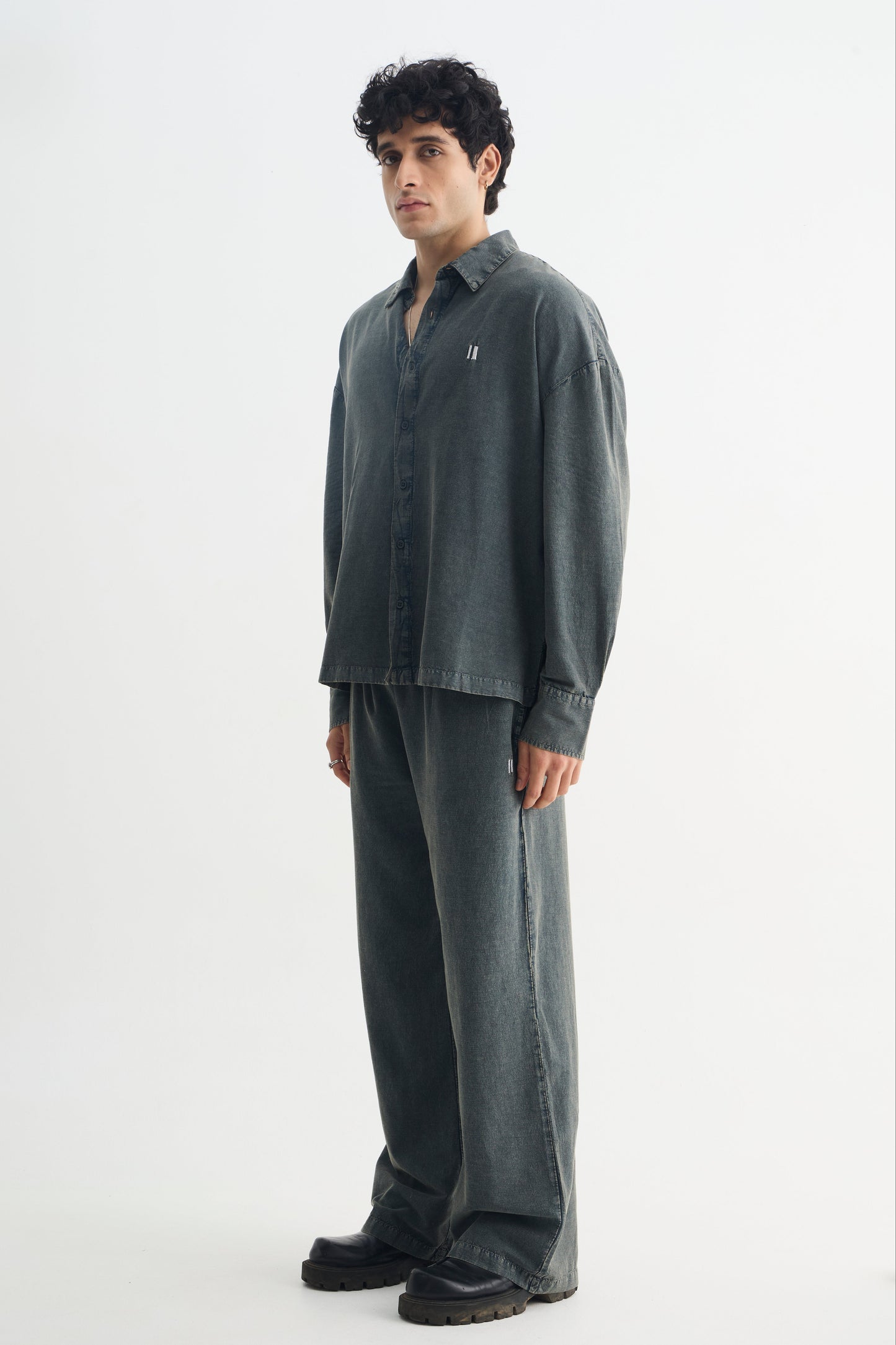 Olive Washed Cotton Viscose Shirt