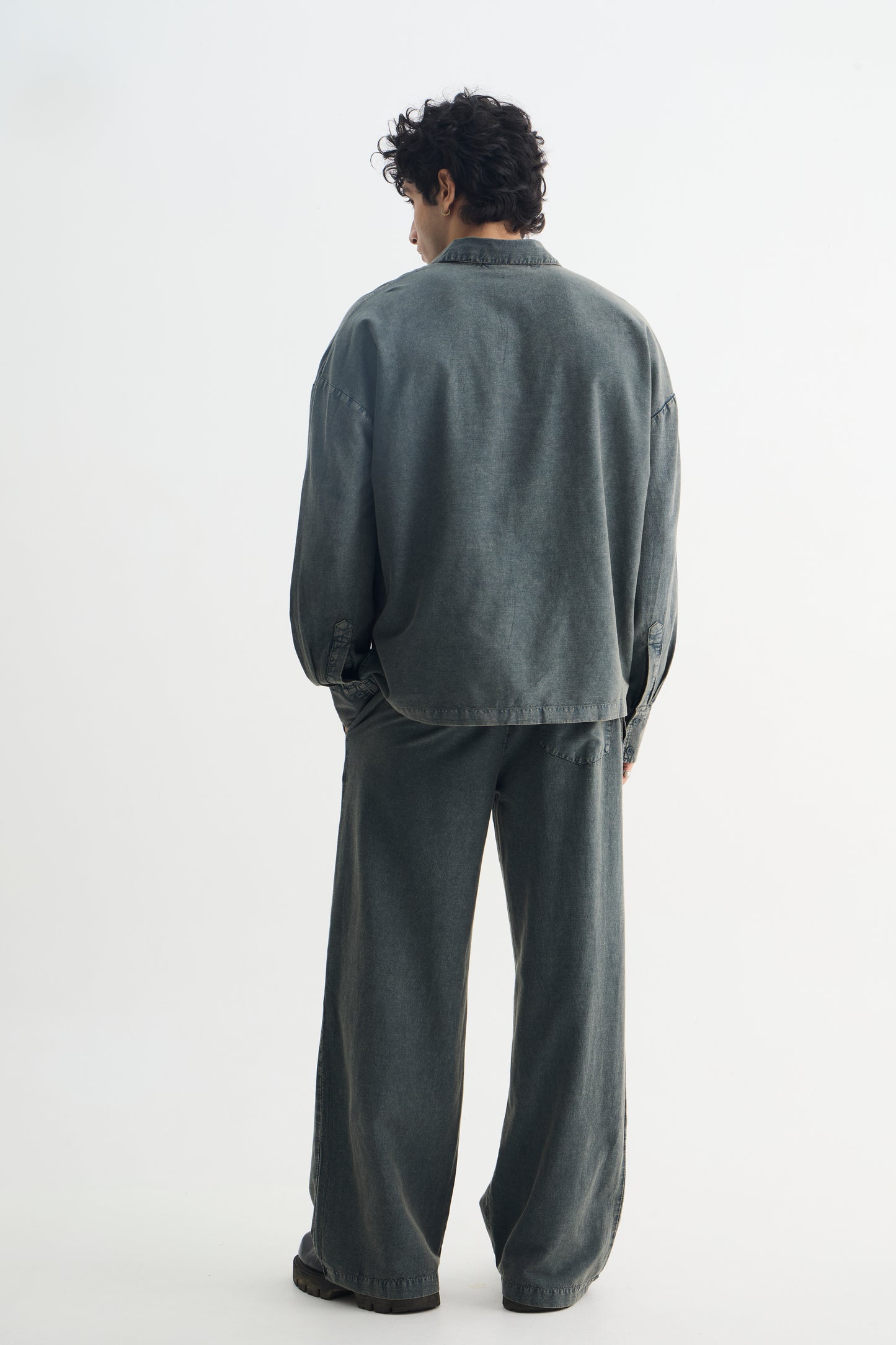 Olive Washed Cotton Viscose Shirt