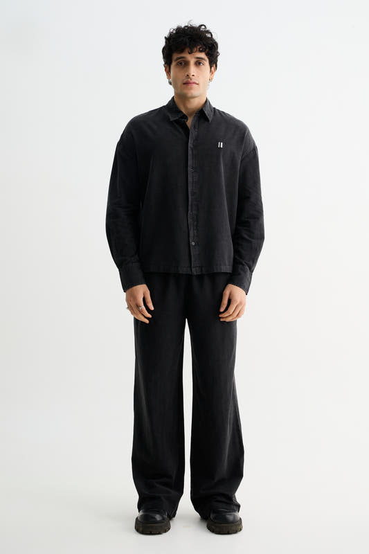 Black Washed Cotton Viscose Set