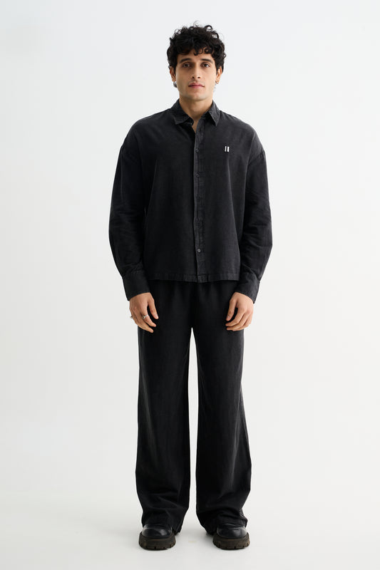 Black Washed Cotton Viscose Set