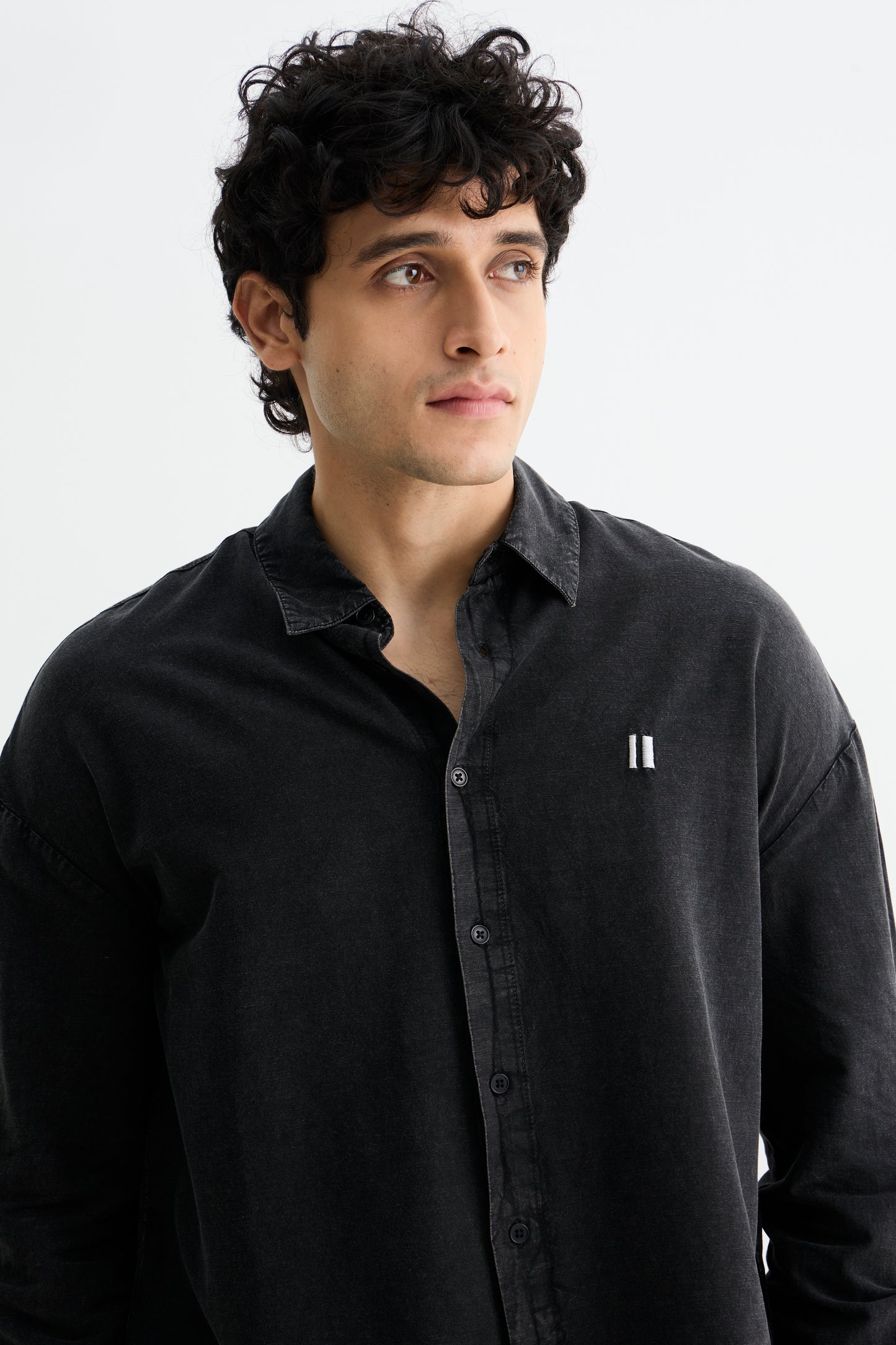 Charcoal Washed Cotton Viscose Shirt