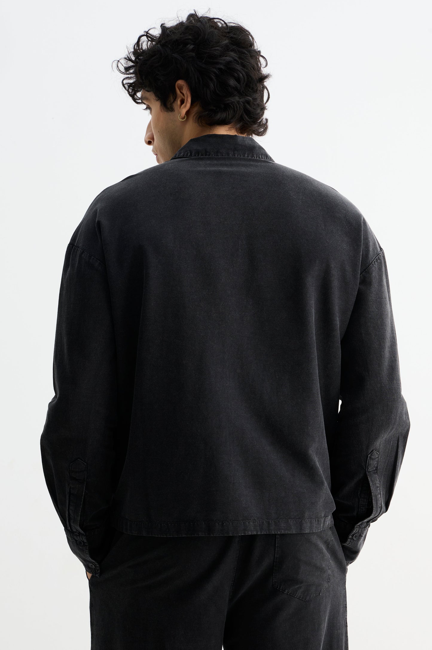 Charcoal Washed Cotton Viscose Shirt