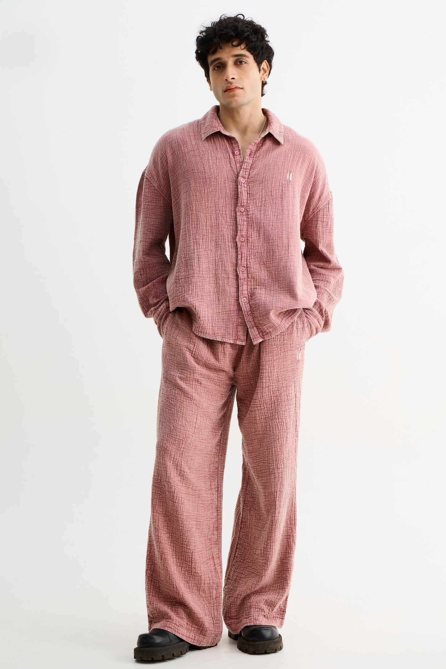 Mauve Washed Gauze Cotton Pant