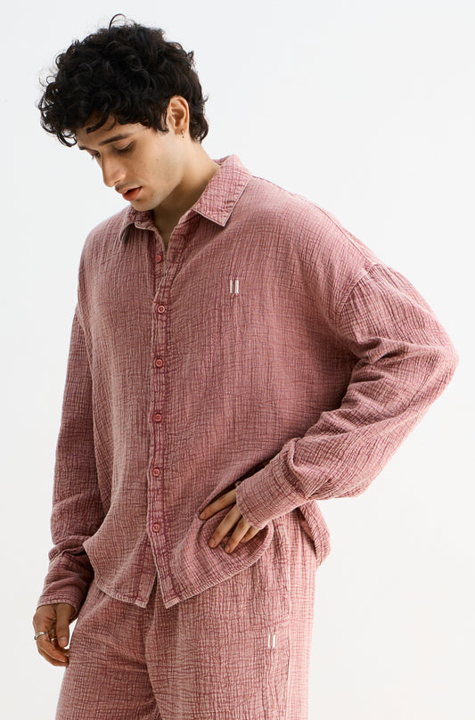 Mauve Washed Gauze Cotton Shirt