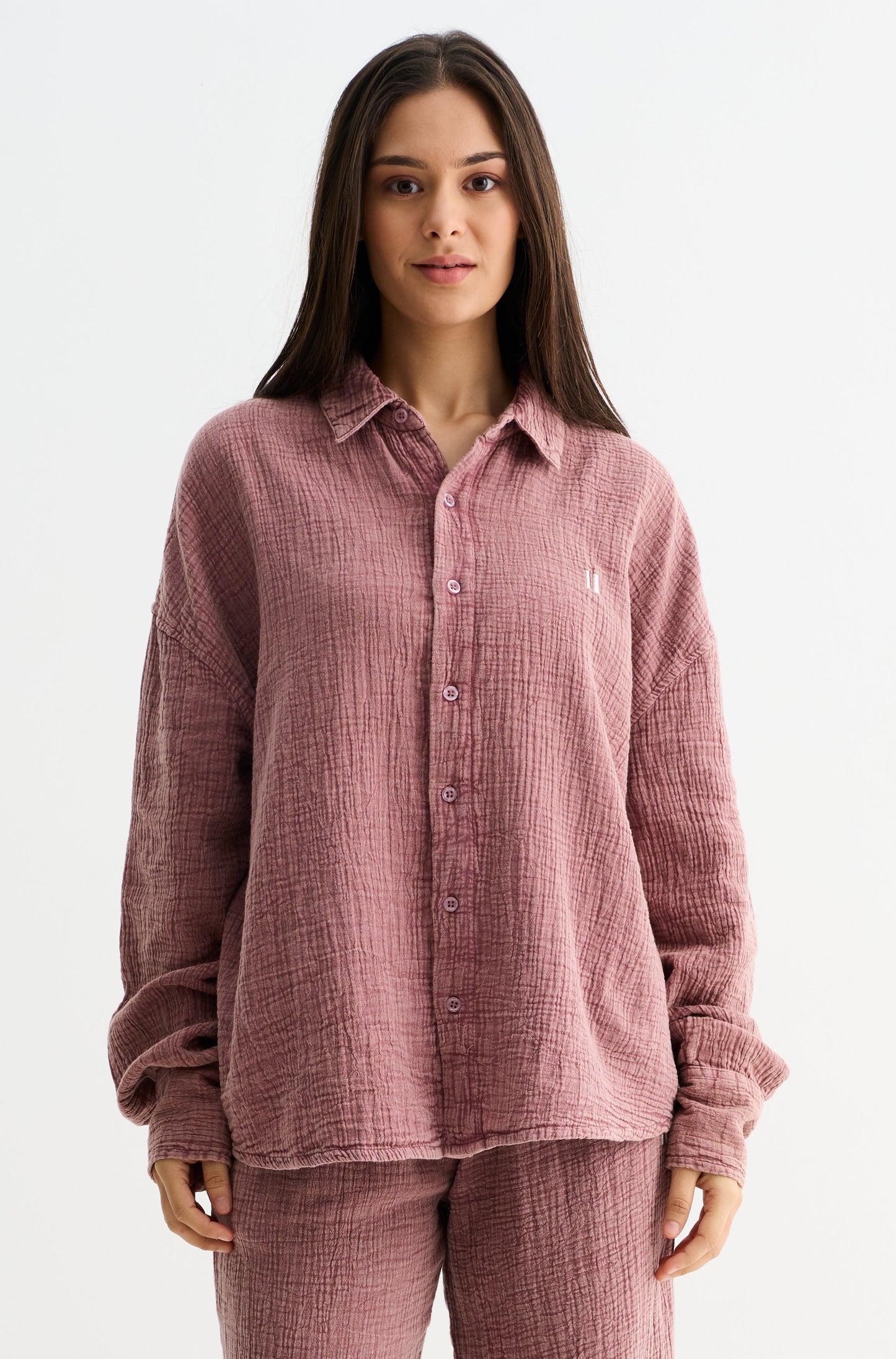 Mauve Washed Gauze Cotton Set