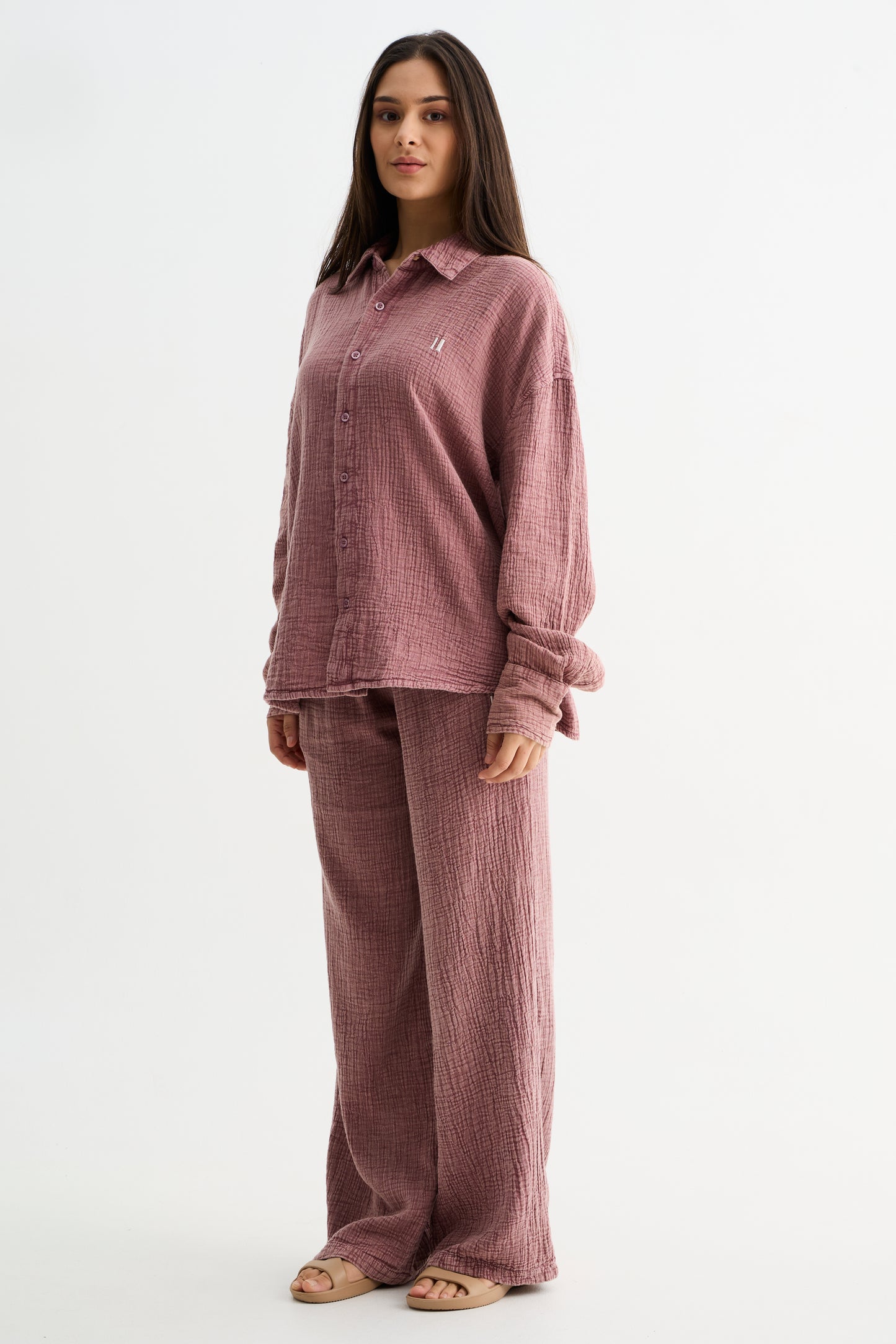 Mauve Washed Gauze Cotton Shirt