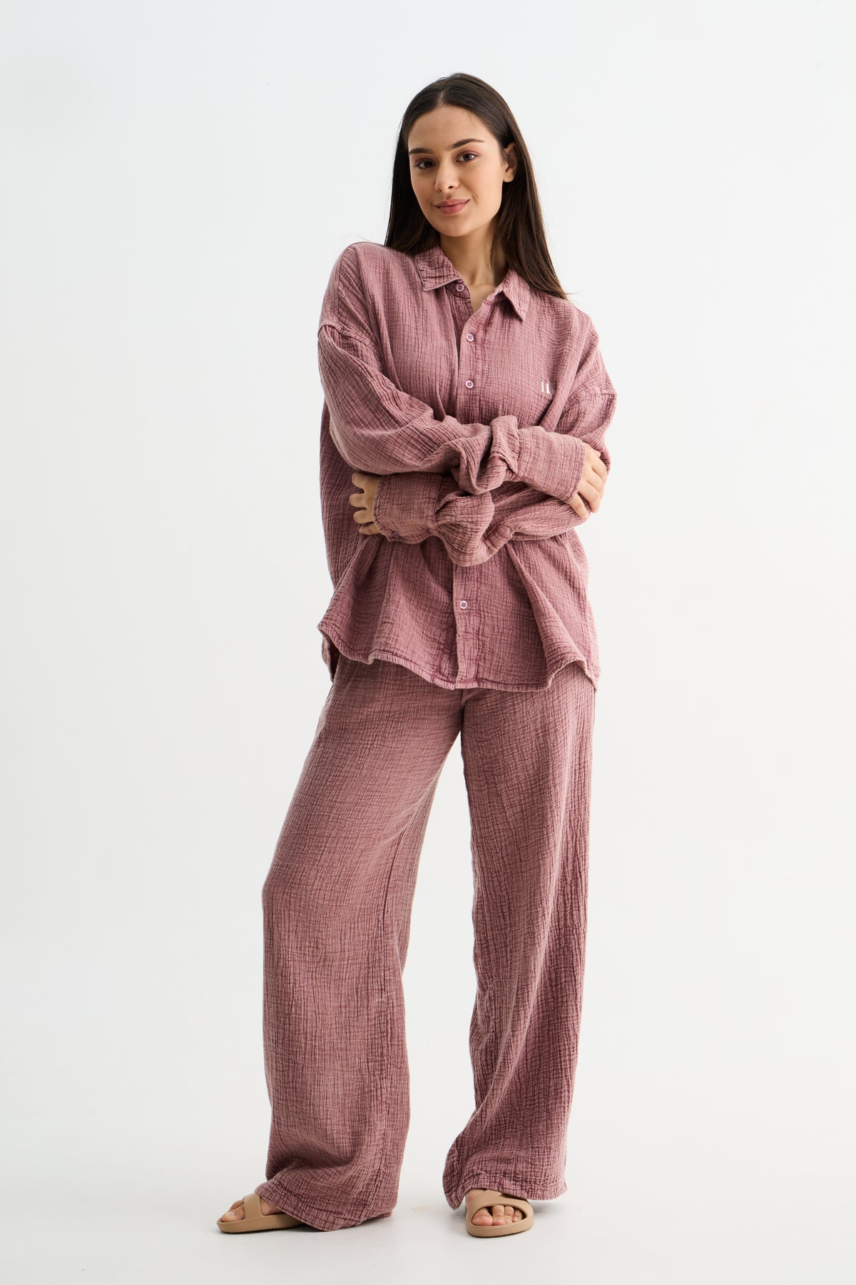 Mauve Washed Gauze Cotton Set