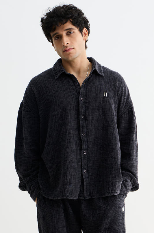 Black Washed Cotton Gauze Set