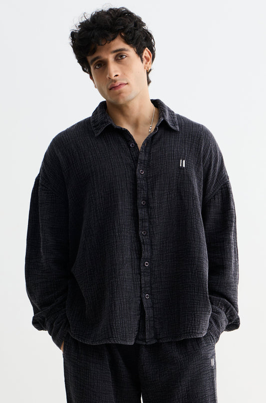 Black Washed Cotton Gauze Set