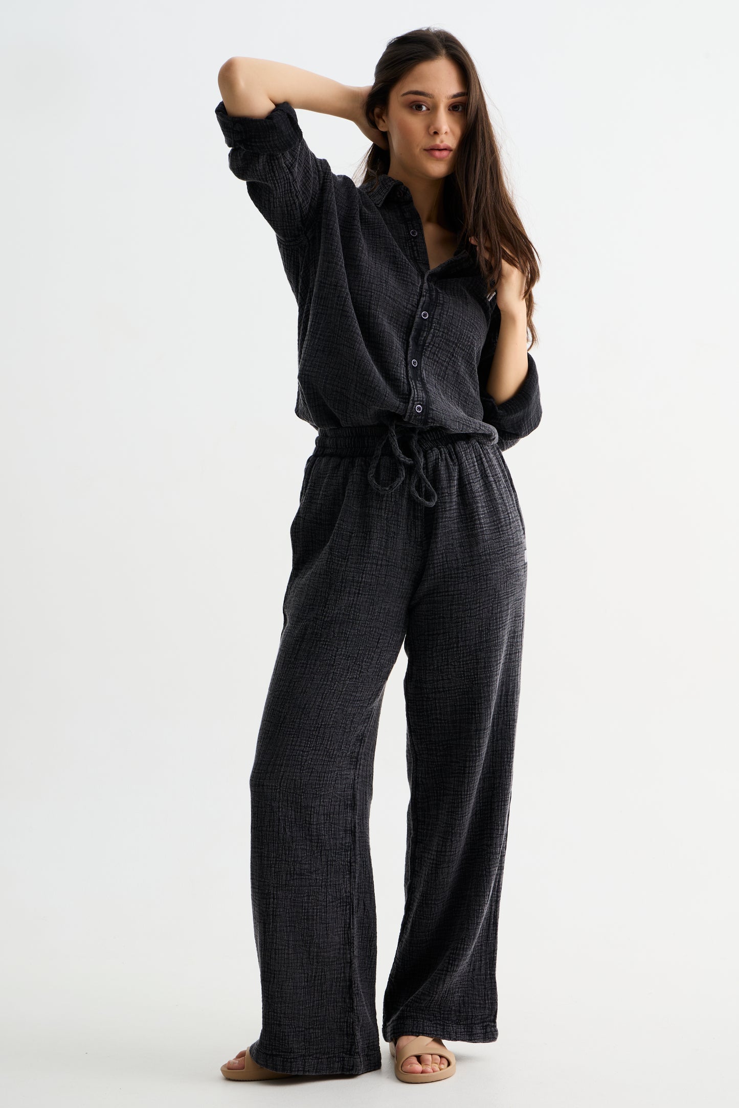 Charcoal Washed Cotton Gauze Pant