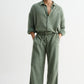 Green Washed Gauze Cotton Pant