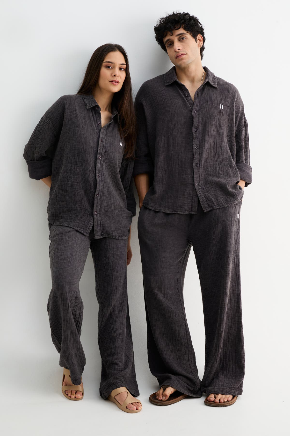 Dark Grey Wash Gauze Cotton Set
