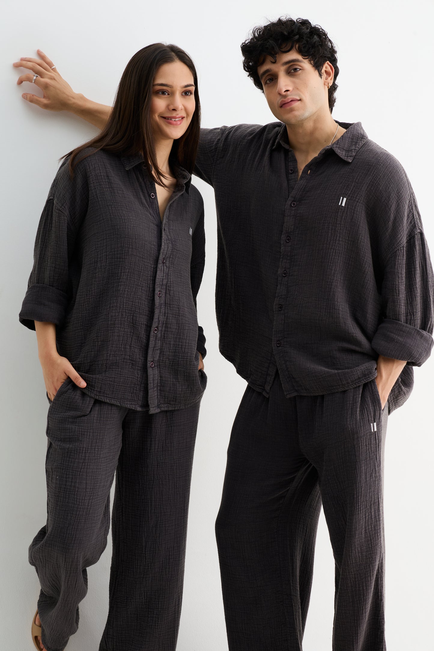 Dark Mocha Brown Gauze Cotton Shirt