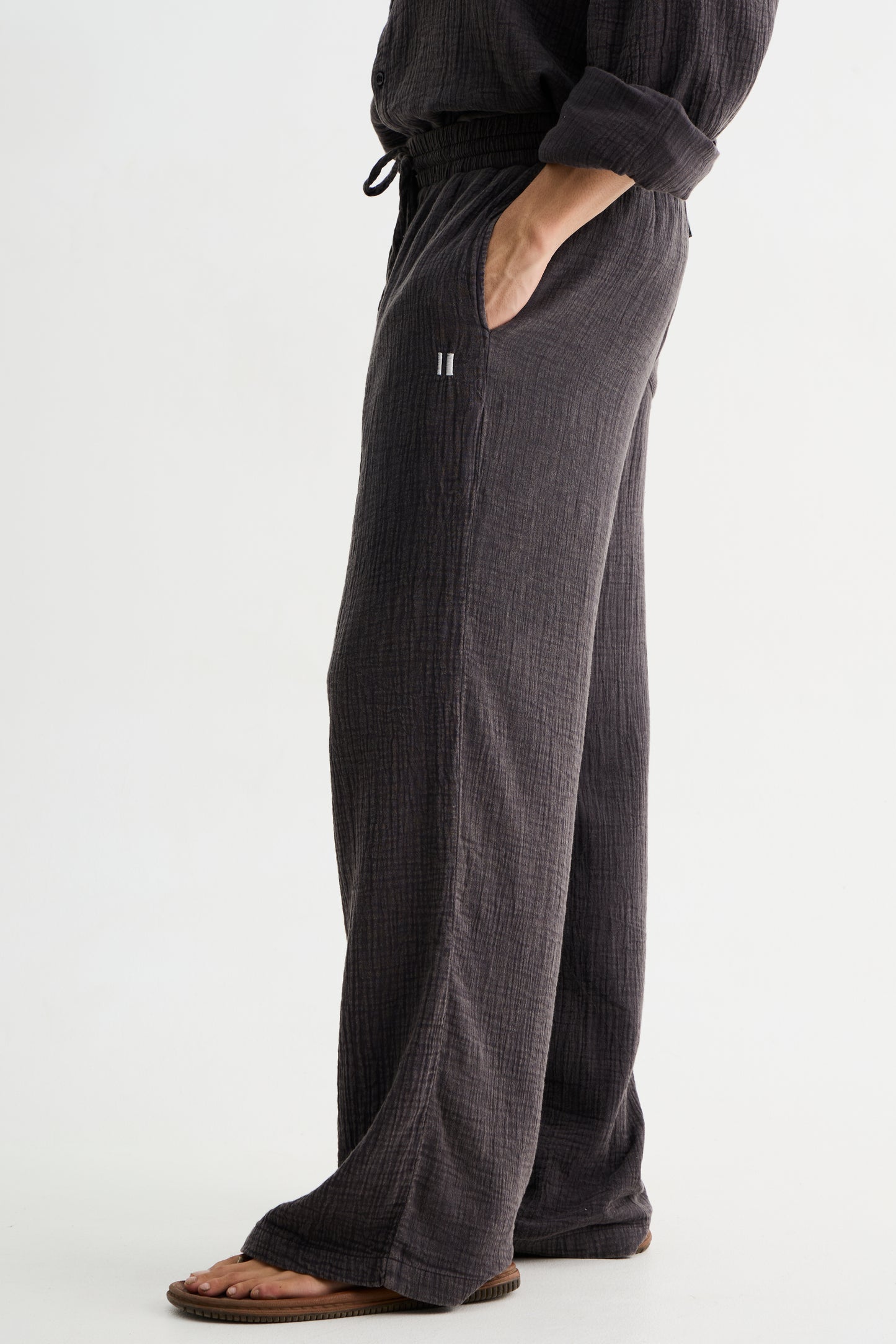 Dark Mocha Brown Gauze Cotton Pant