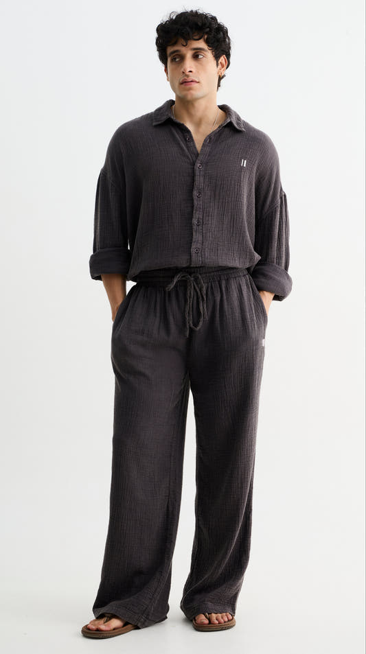 Dark Grey Wash Gauze Cotton Pant